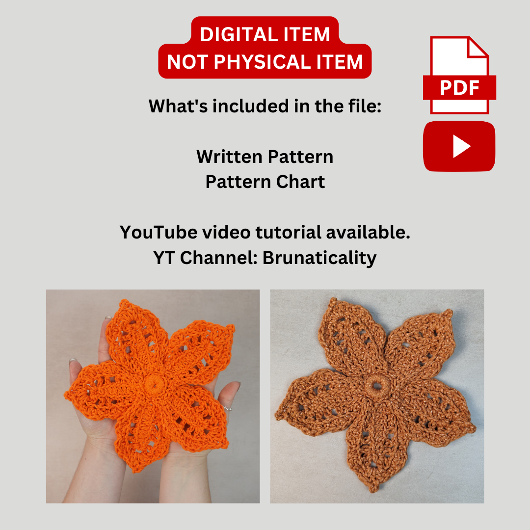 Crochet Lace Flower Pattern, Crochet Flower, Crochet Flower Pattern, Crochet Pattern, Crochet, Brunaticality