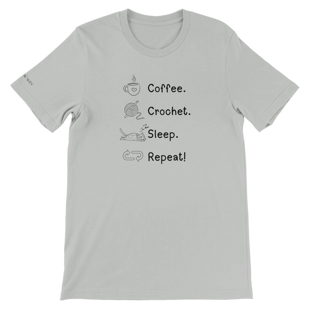 Coffee. Crochet. Sleep. Repeat! Colourful Relaxed Fit T-shirt by Brunaticality