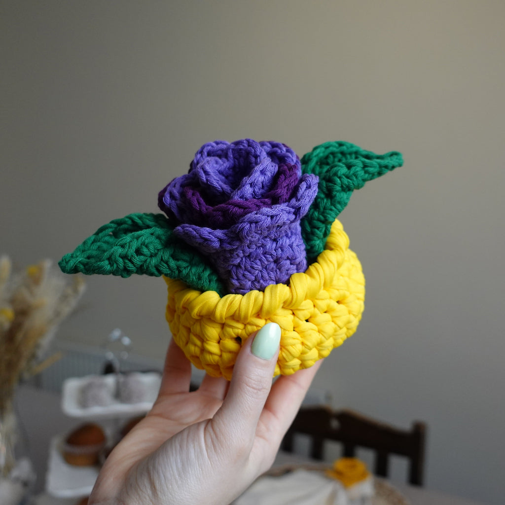 Crochet Tulip Flower Pot Coaster Set Written Pattern, flower crochet coaster, crochet flower pot coaster pattern, Brunaticality