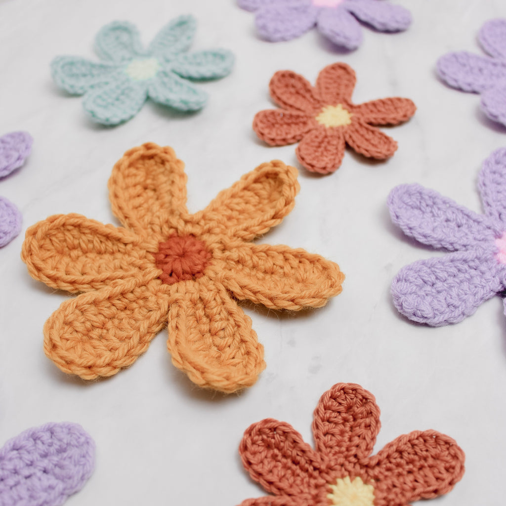 Crochet Retro Flower Written Pattern, Groovy Crochet Flower Pattern by Brunaticality